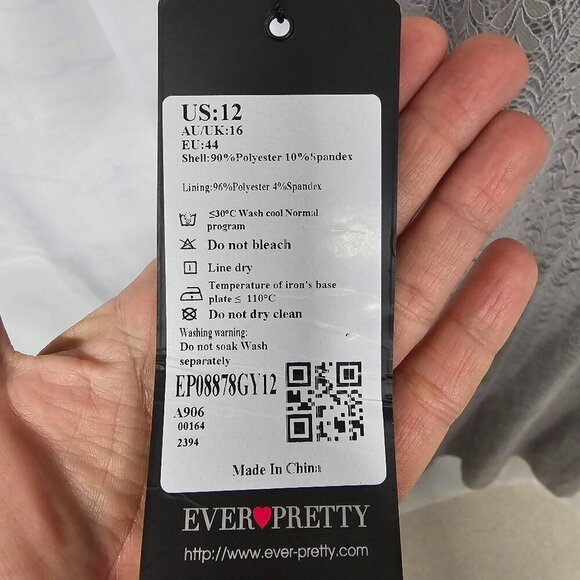 NWT Ever Pretty Dress Floral Lace Gray Satin Maxi Whimsigoth 12 - Picture 14 of 15